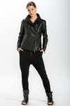 Leather biker jacket in black