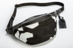 Belt bag in leather with faux cowhide
