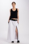 Long jersey skirt in white