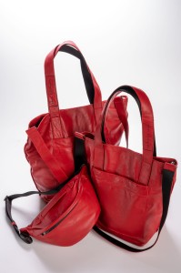 Medium bag in red leather