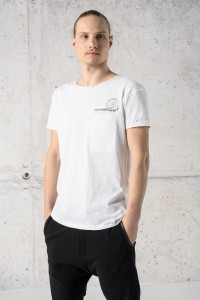T-shirt  biały z kieszonką