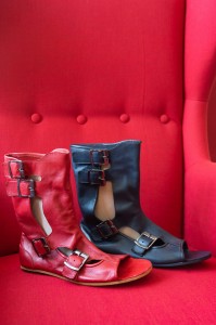 Leather open-toe boots (1)