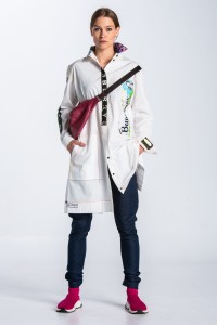 Long appliquéd shirt white