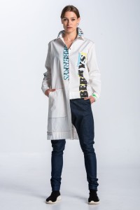 Long asymmetrical appliquéd shirt white