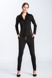 Black jacket with leather inserts