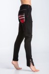Trousers in black with red tartan inserts