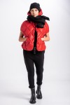 Short down vest in warm red