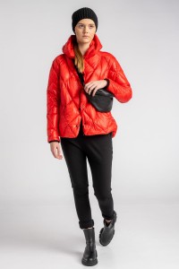 Short down jacket in warm red
