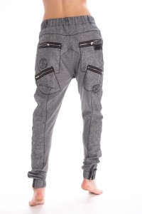 Linen trousers with cotton jersey elements  grey melange