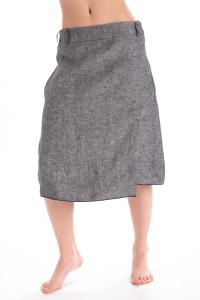 Linen midi skirt  grey melange