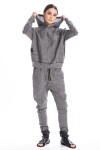 Hooded linen sweatshirt - grey melange