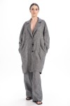 Oversized linen coat - grey melange