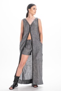 Linen vest dress - grey melange