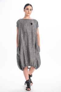 Linen dress - grey melange
