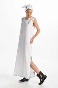 Linen vest dress - white