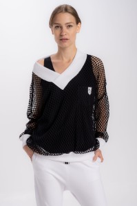 Mesh sweatshirt in black